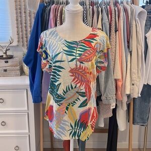 L C&C California | Tropical Print Linen Shirt size Large 